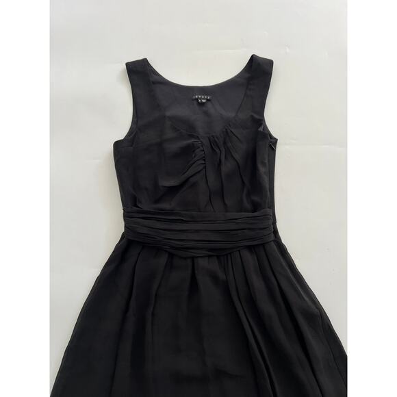 THEORY Emmalee Georgette Twist Front Black Chiffon Ruched Dress Womens Size 0 - Picture 6 of 12